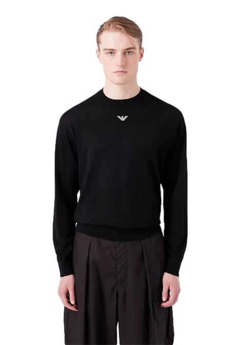 Shaved virgin wool jumper with jacquard eagle logo EMPORIO ARMANI | sweaters | 6R1MXG 1MNGZF008